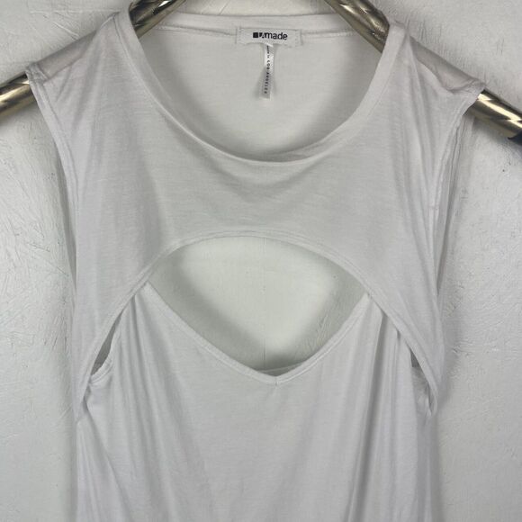 Revolve LA Made Micromodal Supima Cotton White Athleisure Active Tank Top Sz XS - Picture 6 of 8